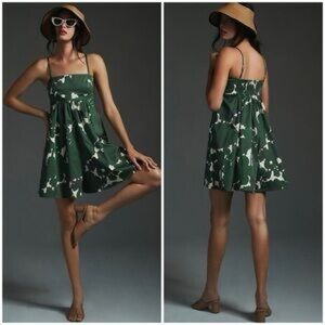 Spring Summer Green Floral Print Romper by Hutch Anthropologie